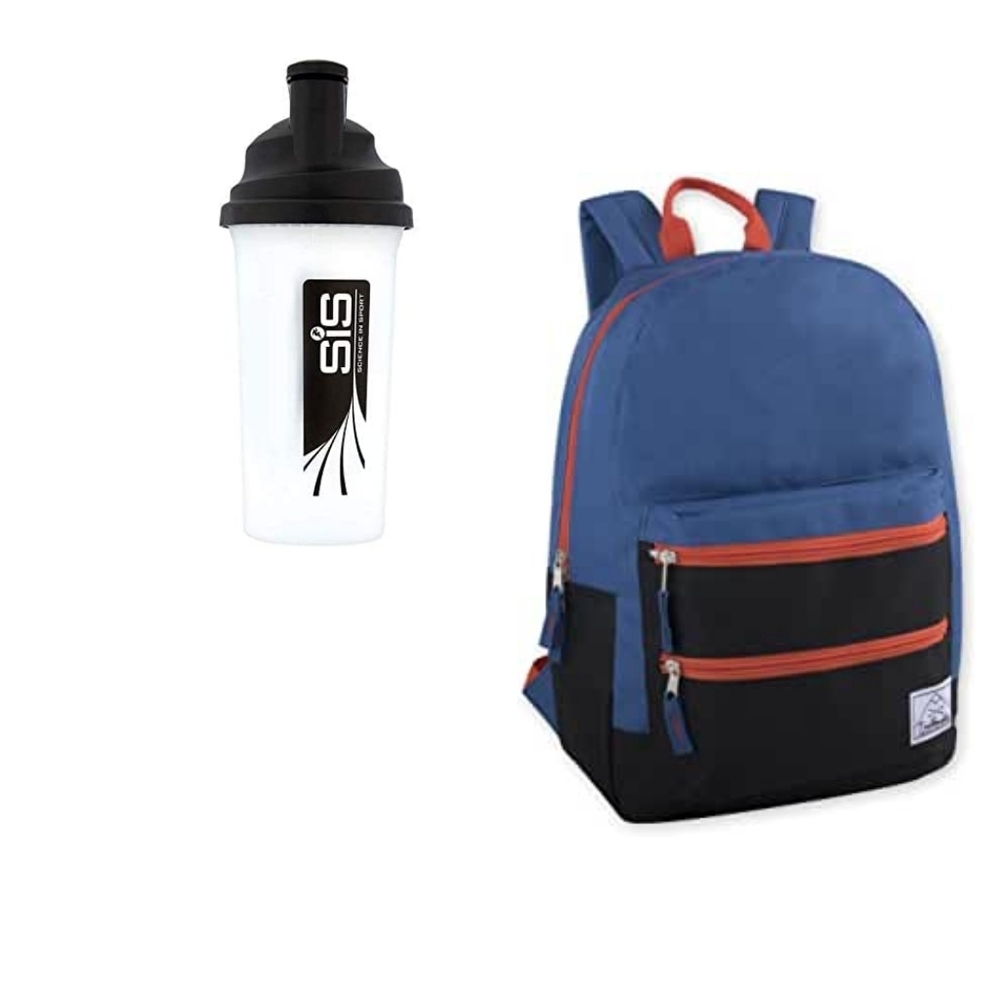 New Heavy Duty 17in Multi Compartment Backpack w Bonus 24 oz Water Bottle